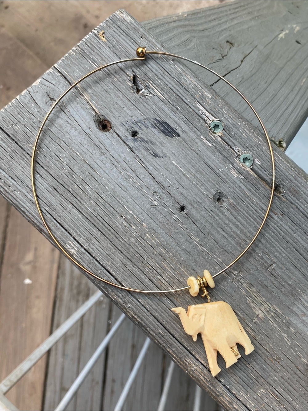 Elephant Pendant Necklace Neck Bangle Neckwire 😍 🐘 - Picture 9 of 12